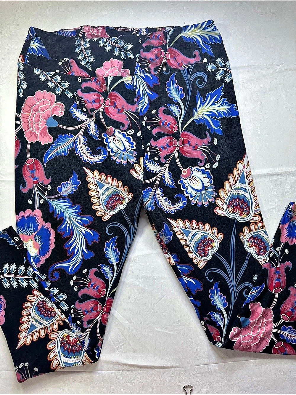 LuLaRoe Floral Paisley Leggings Black & Blue
